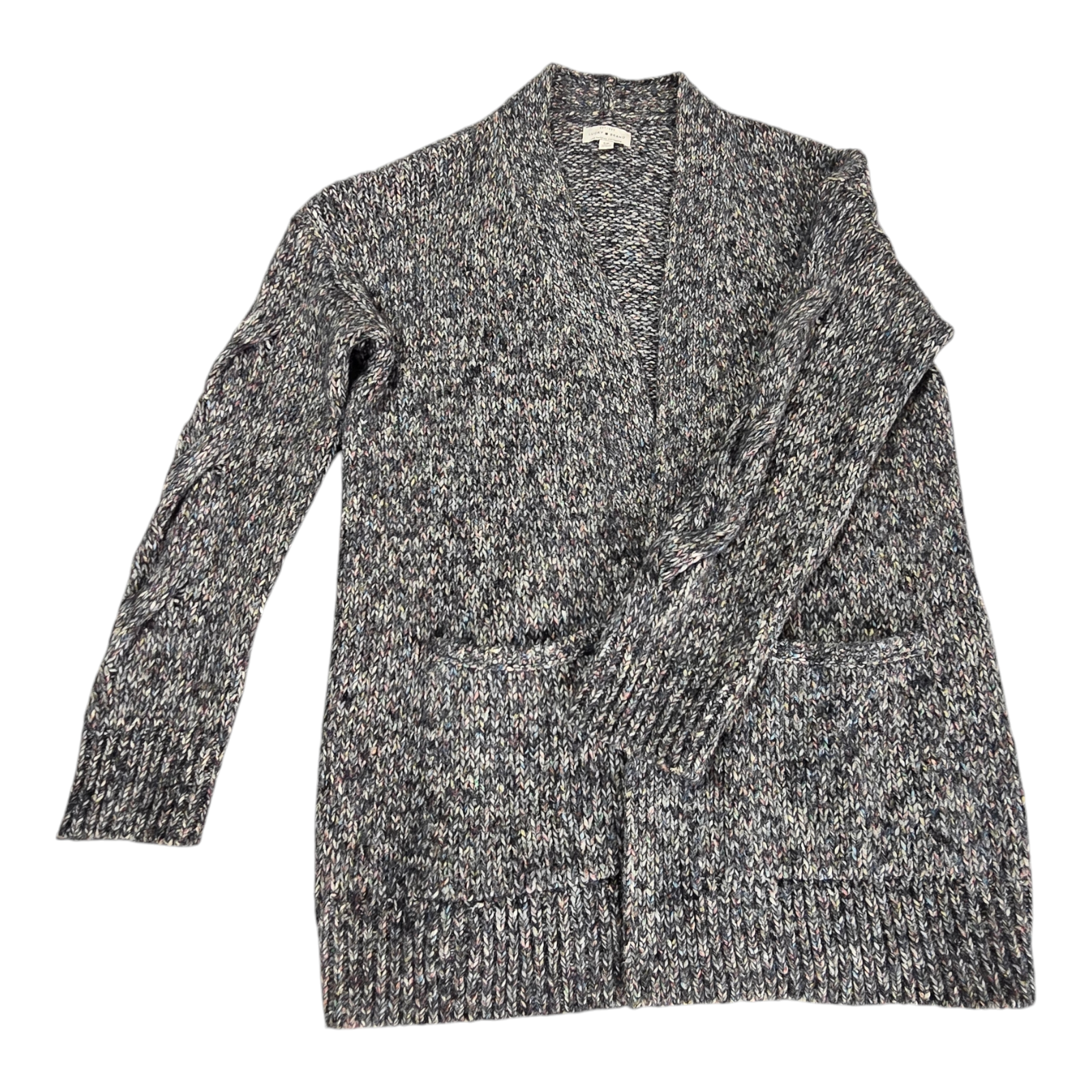 Lucky Brand Womens Open Front Sweater SP Gray Marl 54 Cotton